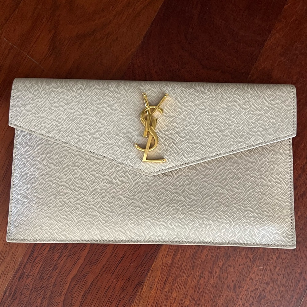 YSL envelope pouch medium with gold YSL